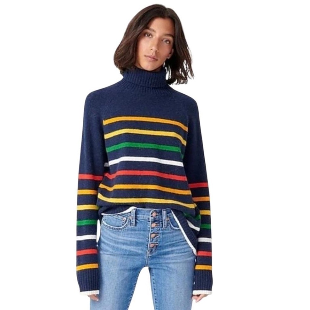 J Crew | Striped Turtleneck Sweater - Multicolor | Size Small